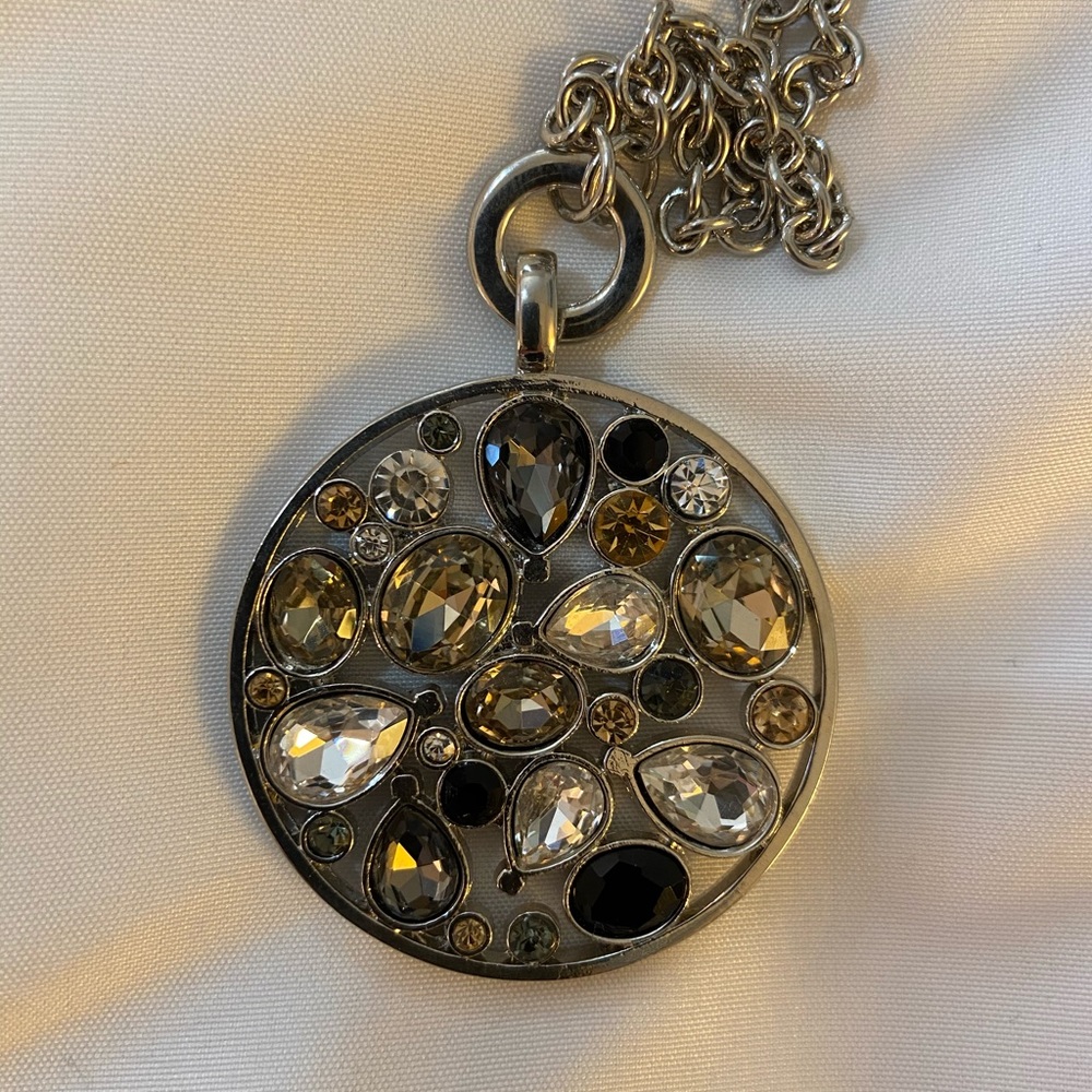 Nw/oT Chico’s Silver Long Necklace w/Faux Gemstone